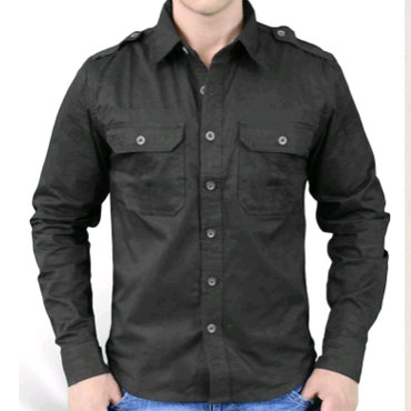 SURPLUS 1/1 Plain Summer Shirt Longsleeve Black 1