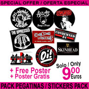 PACK OFERTA DE PEGATINAS SKINHEAD, OI!, THE OPPRESSED, EXPLOITED, THE ADICTS