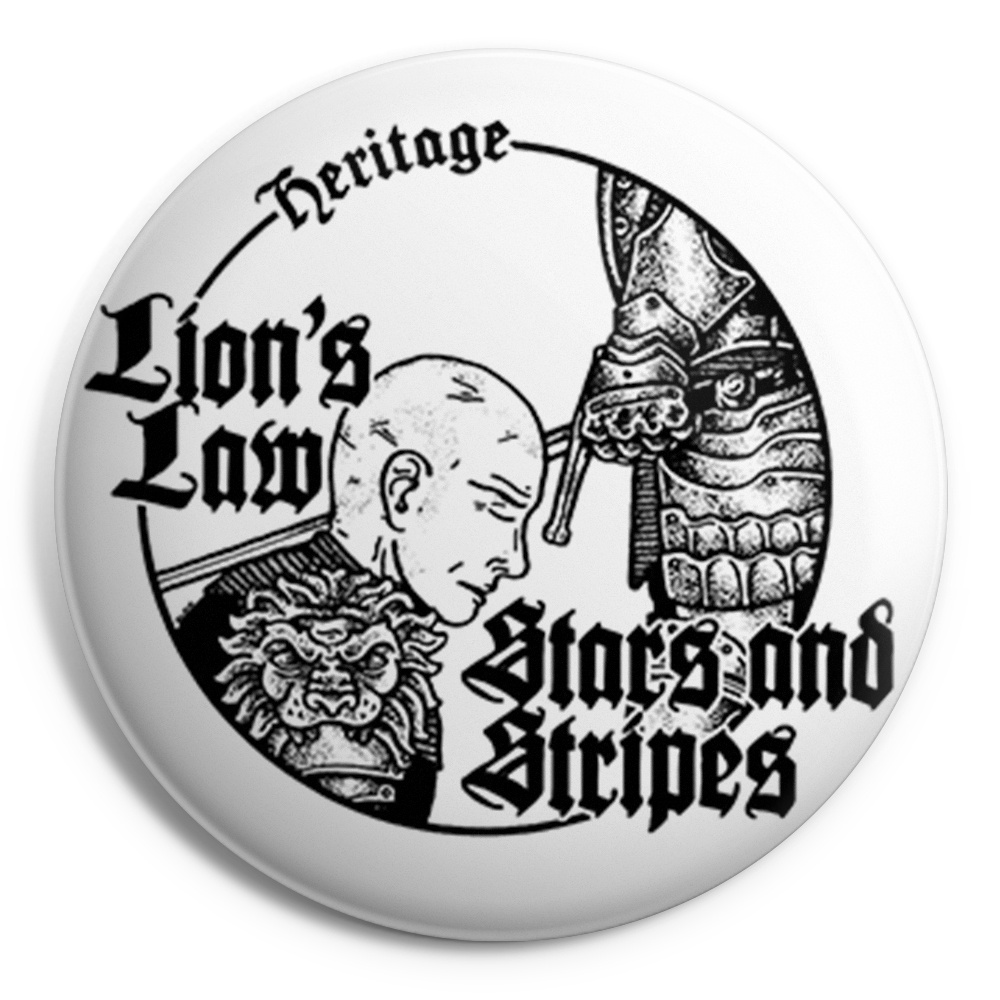 picture of the button badge LIONS LAW STARS AND STRIPES 