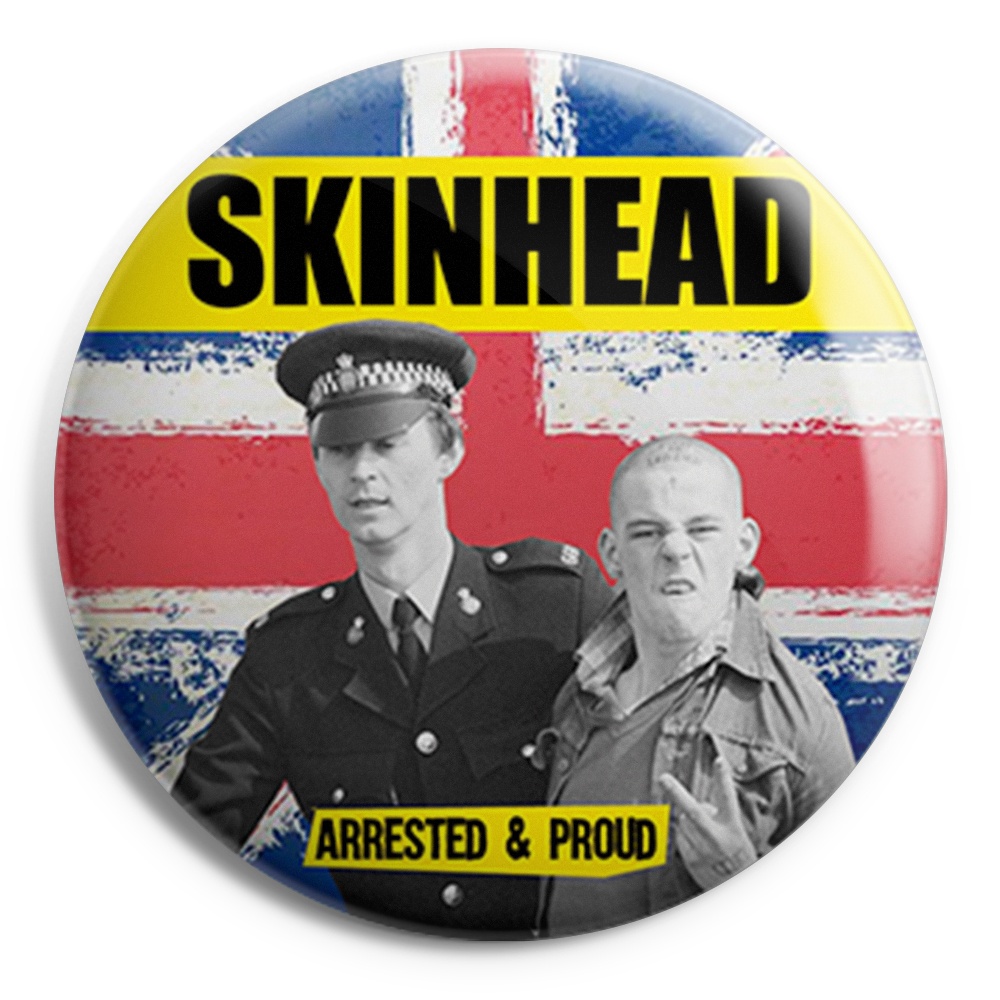 imagen chapa SKINHEAD Arrested and Proud 
