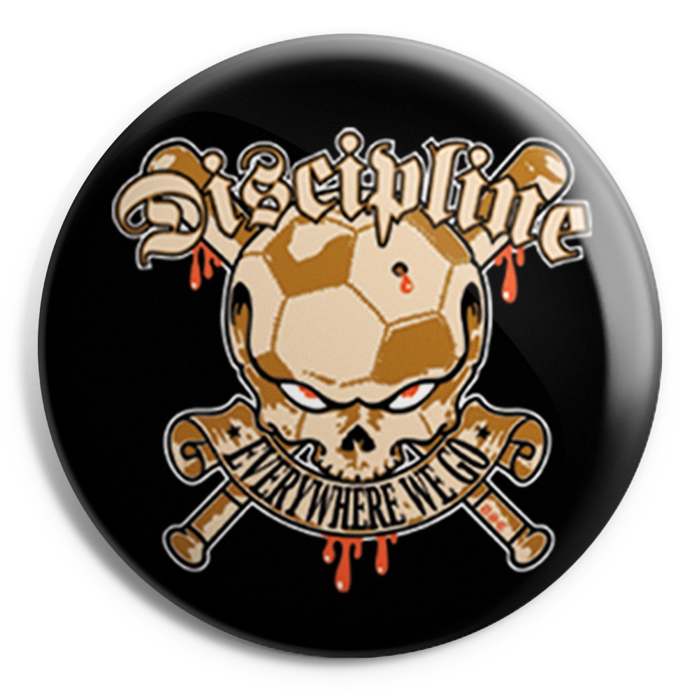 DISCIPLINE Soccerskull Chapa / Button badge