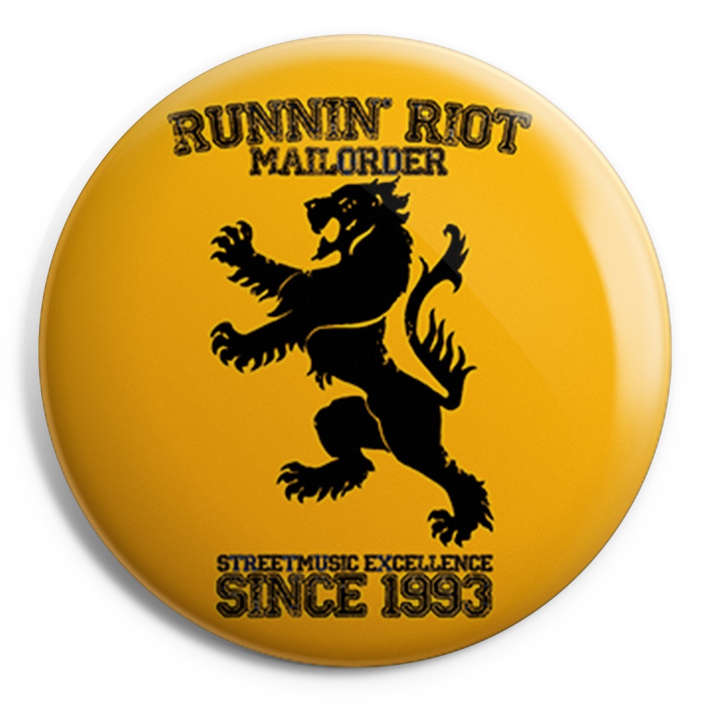 picture of RUNNIN RIOT Crest 1993 Orange Button Badge 