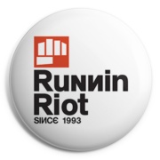 picture of RUNNIN RIOT LOGO vertical Button Badge 