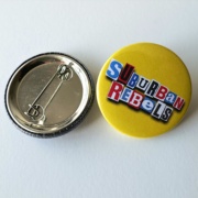 Picture SUBURBAN REBELS Yellow logo BUTTON BADGE 38mm
