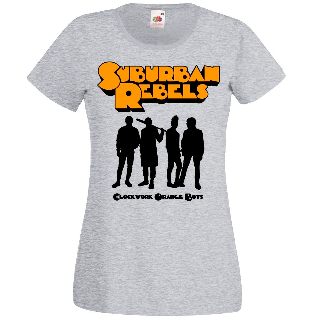 Artwork for SUBURBAN REBELS Clockwork Orange Boys Grey Ladies Tshirt