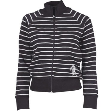 Sweatjacket Stripe Sally / Sudadera de chica con cremallera negra y gris