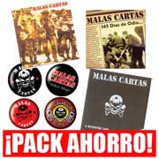 BARGAIN PACK WITH THE FIRST 3 ALBUMS FROM MALAS CARTAS PLUS 1 DVD PLUS 4 BUTTON BADGES