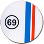 69 Round White Background Red & Blue Stripe Sticker 1