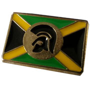 TROJAN WITH JAMAICAN FLAG Metal Pin 