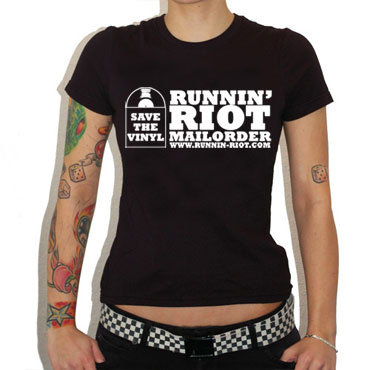 RUNNIN RIOT Save the Vinyl T-shirt / Camiseta Negra CHICA