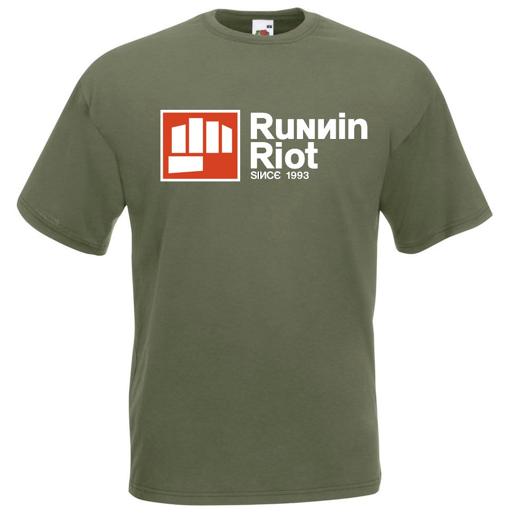 Artwork for RUNNIN RIOT New Logo Olive Tshirt