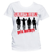 SUBURBAN REBELS Gotic Bootboys White GIRL T-shirt 
